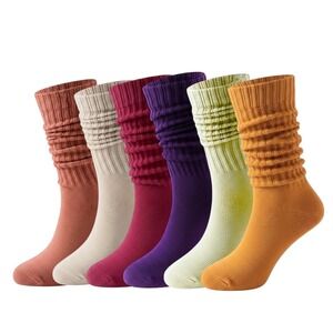 Vibrant High-Calf Slouchy Soft Casual Womens Socks 5.5-8.5 Thick Athletic 6 Pack